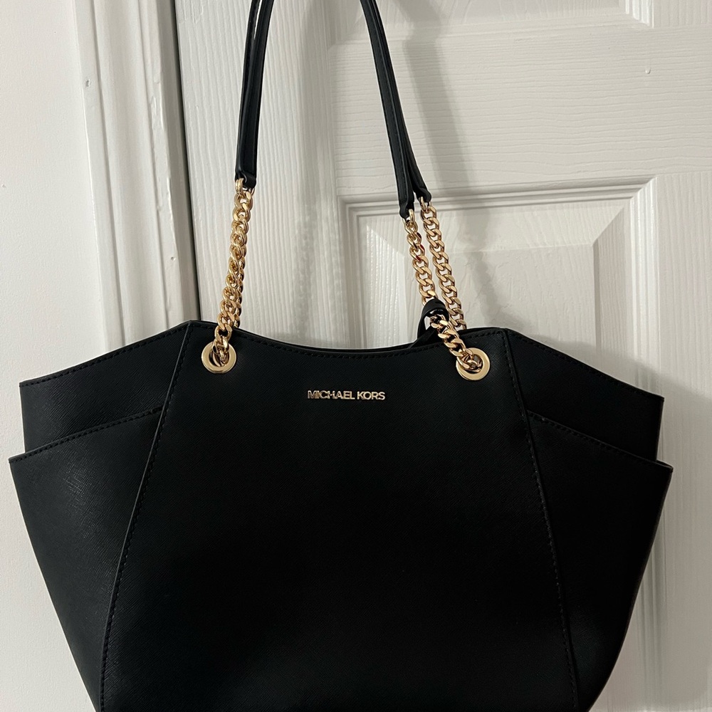 Michael Kors Elegant Black Tote with Gold Accents